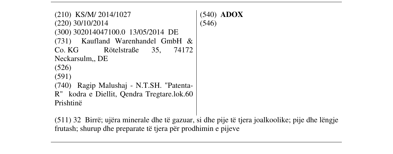 Zëri i markës ADOX në buletin
