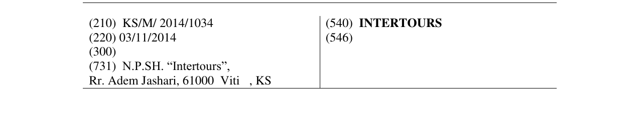 Zëri i markës INTERTOURS në buletin