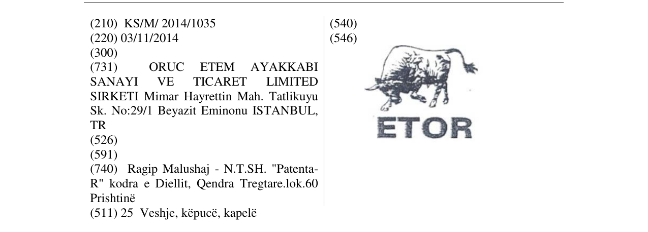 Zëri i markës ETOR në buletin