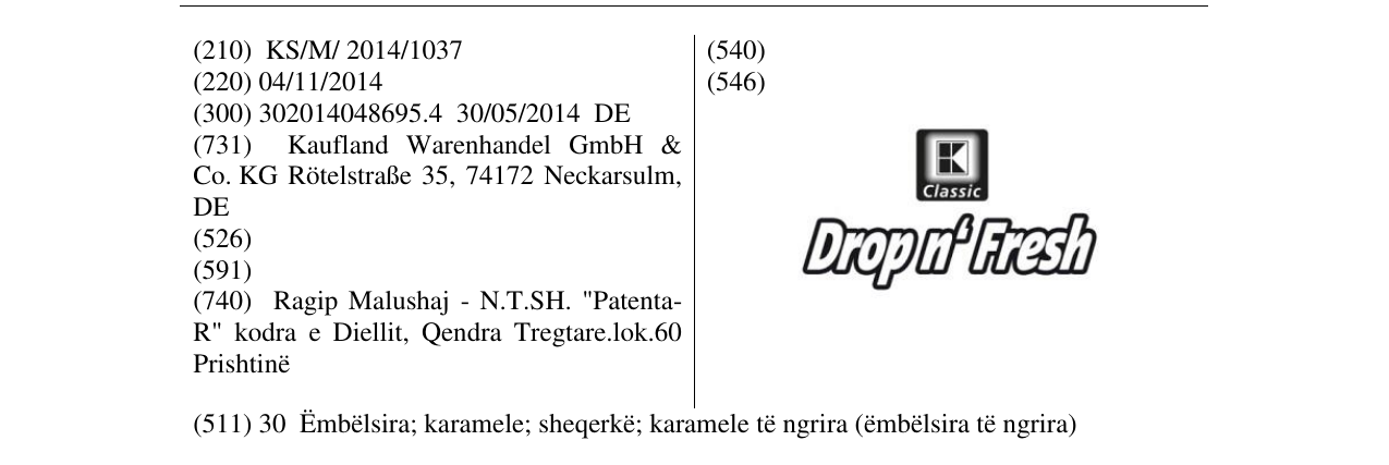Zëri i markës Dropn fresh në buletin
