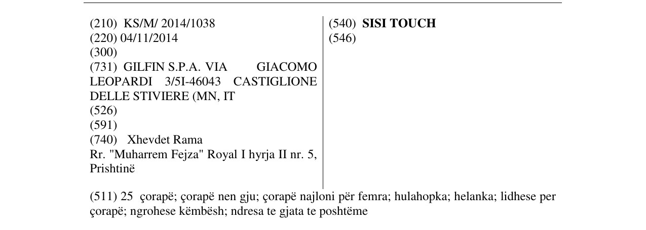 Zëri i markës SISI TOUCH në buletin