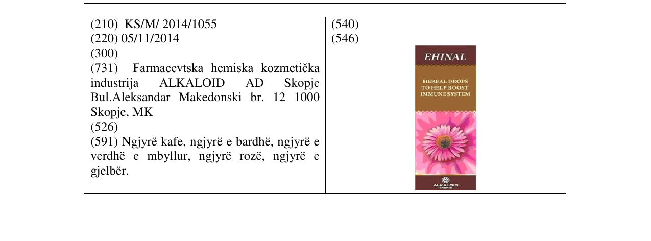 Zëri i markës EHINAL në buletin