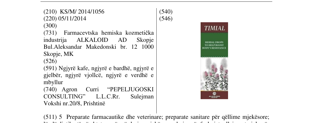 Zëri i markës TIMIAL në buletin