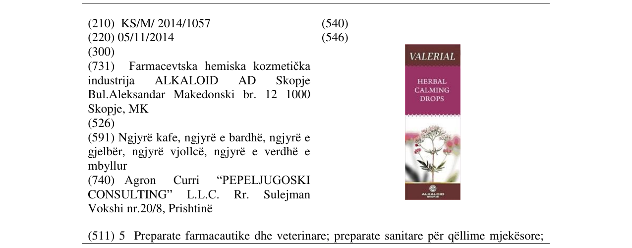 Zëri i markës VALERIAL në buletin