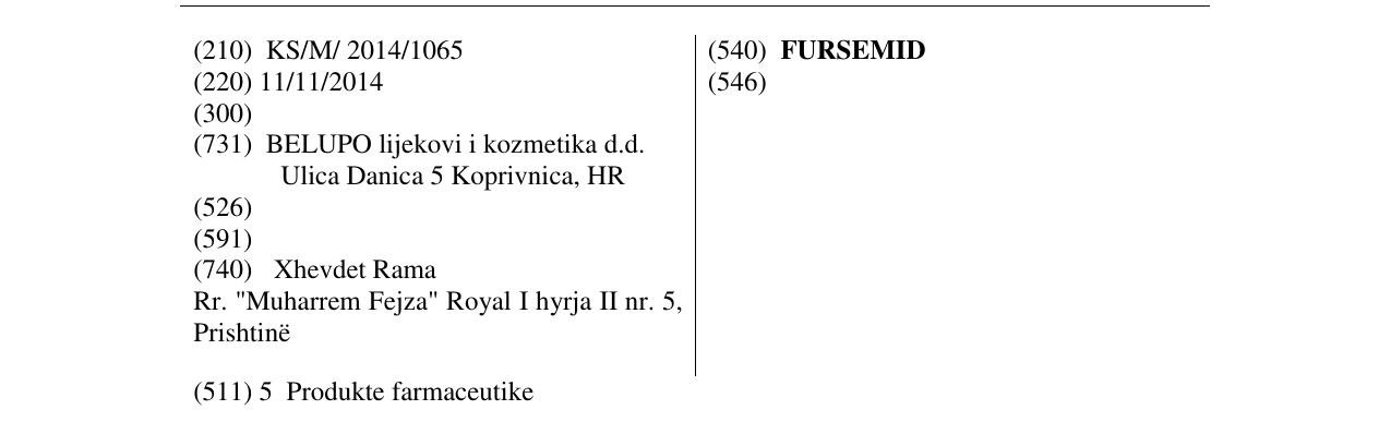 Zëri i markës FURSEMID në buletin