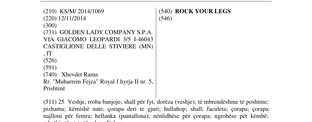 Zëri i markës ROCK YOUR LEGS në buletin