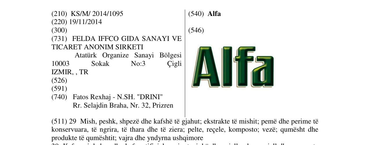Zëri i markës Alfa në buletin