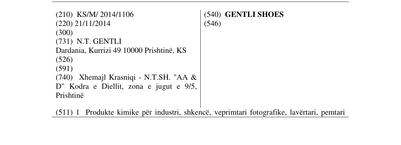 Zëri i markës GENTLI SHOES në buletin