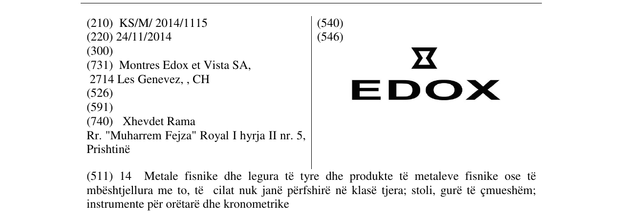 Zëri i markës EDOX në buletin