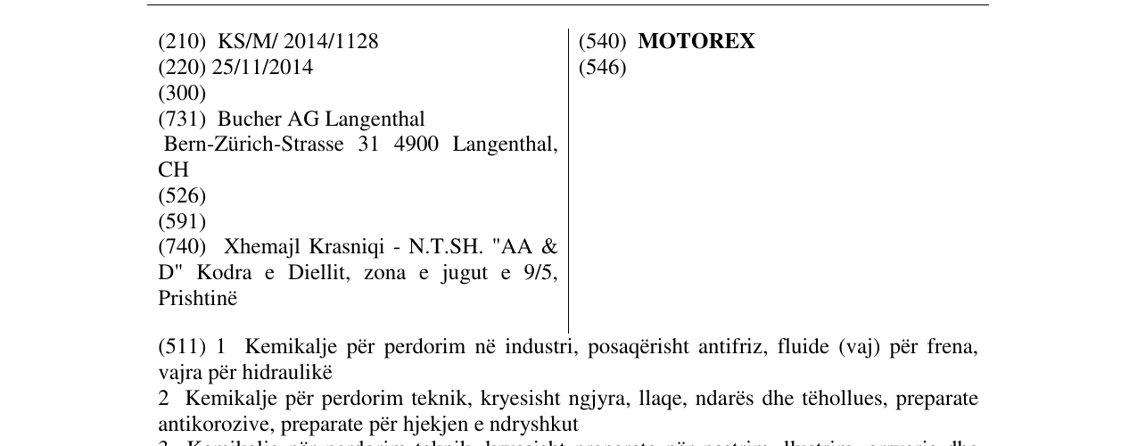 Zëri i markës MOTOREX në buletin