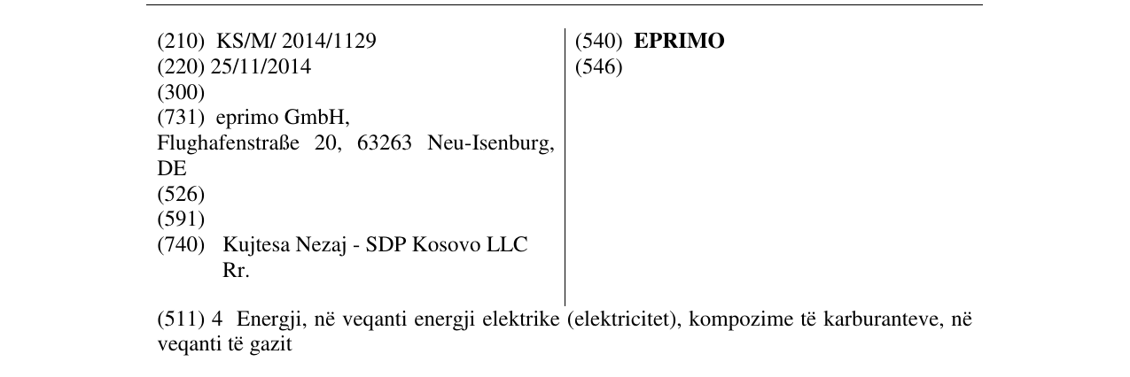 Zëri i markës EPRIMO në buletin