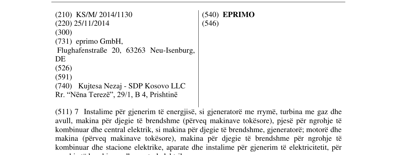 Zëri i markës EPRIMO në buletin
