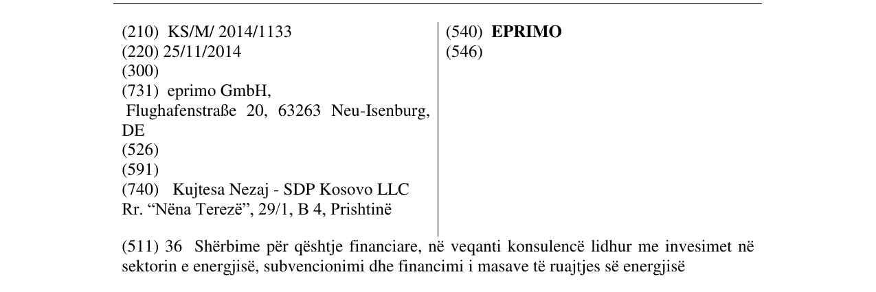Zëri i markës EPRIMO në buletin