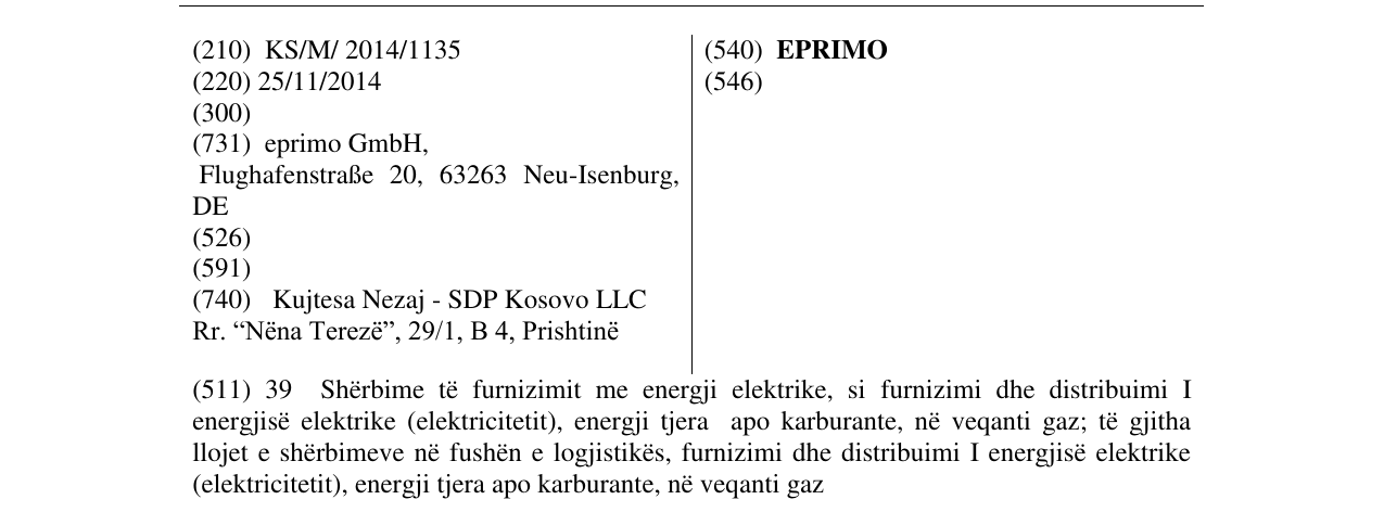 Zëri i markës EPRIMO në buletin