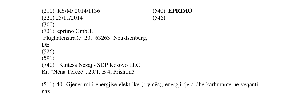 Zëri i markës EPRIMO në buletin