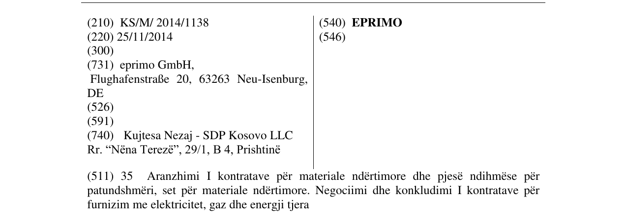 Zëri i markës EPRIMO në buletin