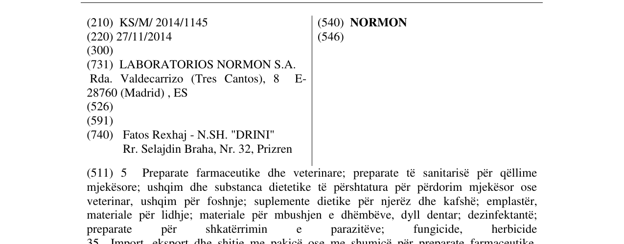 Zëri i markës NORMON në buletin