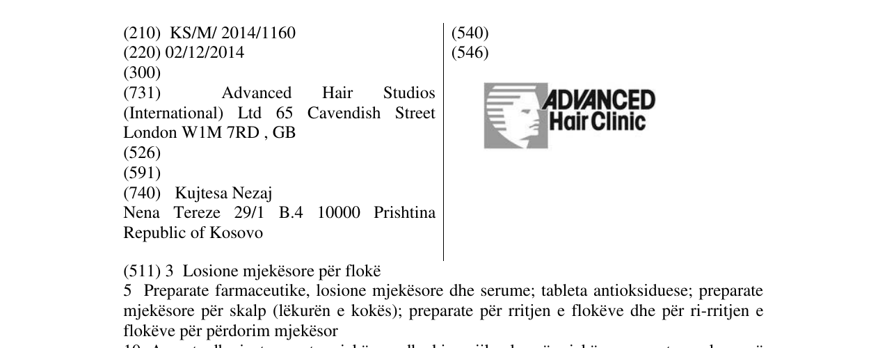 Zëri i markës ADVANCED Hair Clinic në buletin
