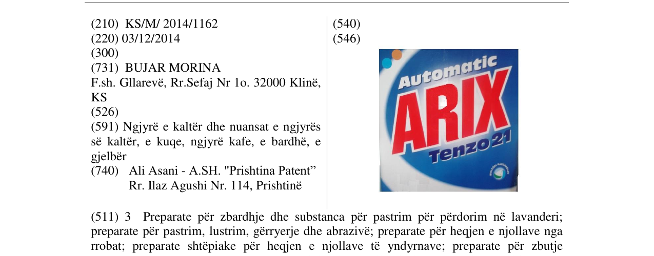 Zëri i markës Automatic ARIX në buletin