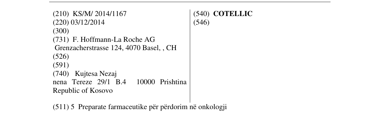 Zëri i markës COTELLIC në buletin