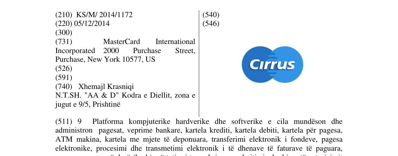 Zëri i markës Cirrus në buletin