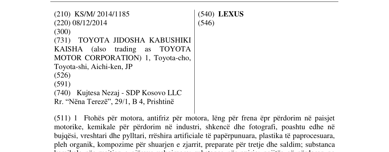 Zëri i markës LEXUS në buletin