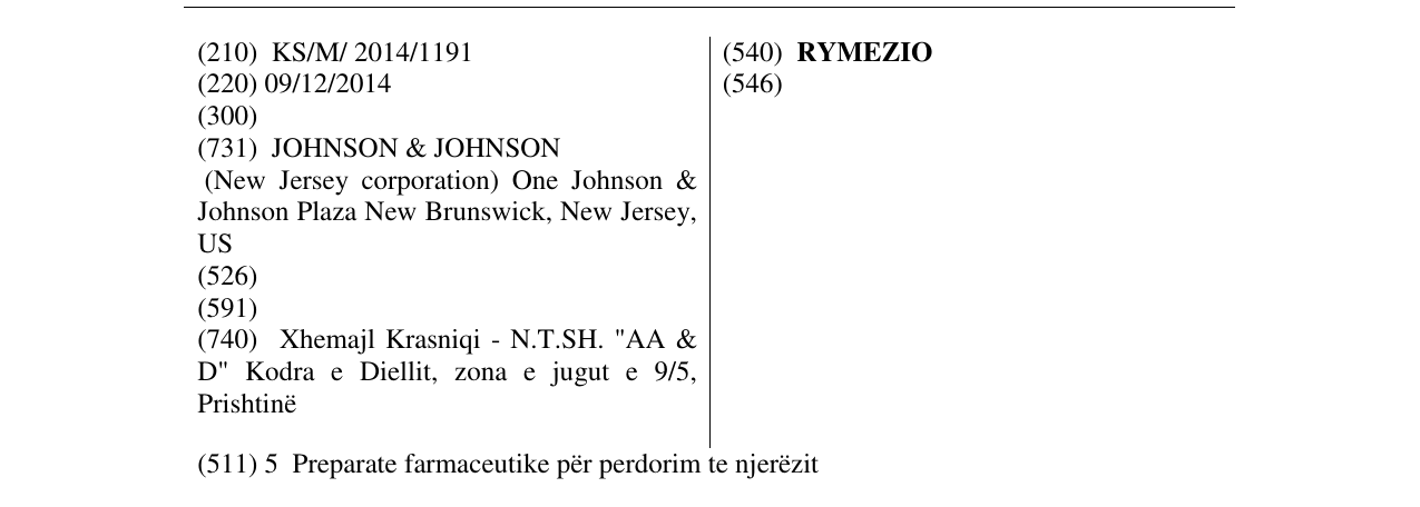 Zëri i markës RYMEZIO në buletin