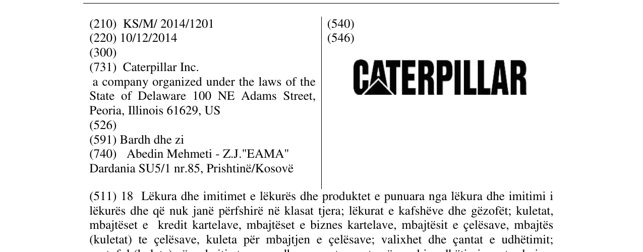 Zëri i markës CATERPILLAR në buletin