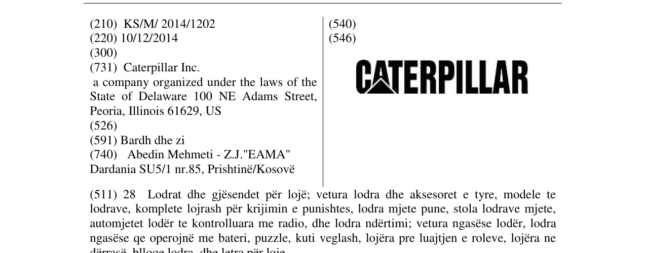 Zëri i markës CATERPILLAR në buletin