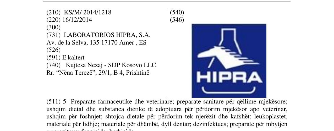 Zëri i markës HIPRA në buletin