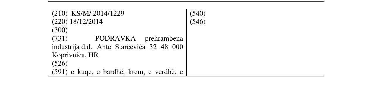 Zëri i markës PODRAVKA në buletin