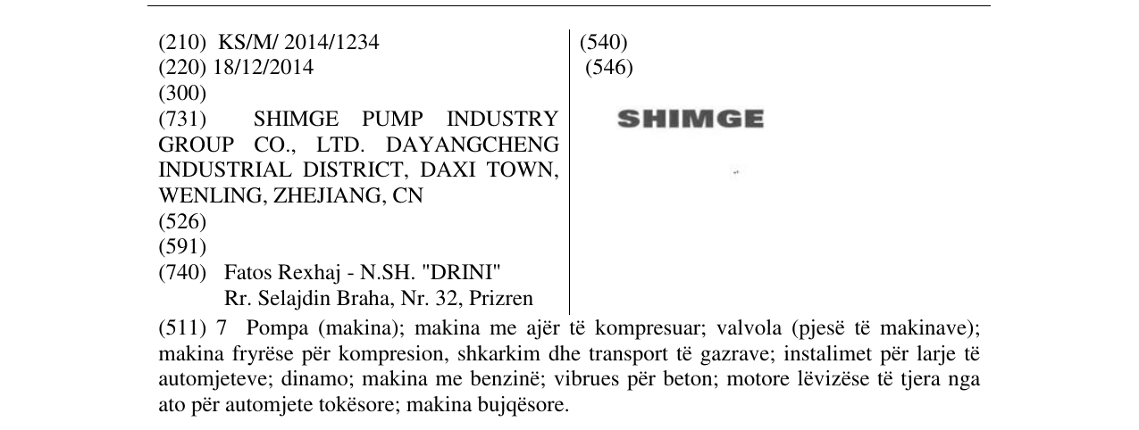 Zëri i markës SHIMGE në buletin