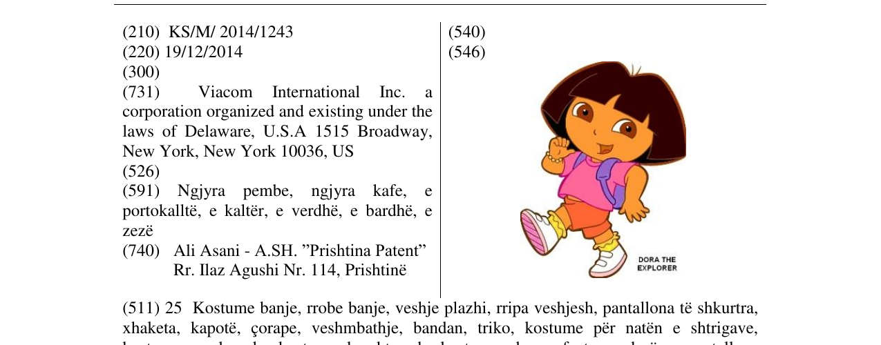 Zëri i markës DORA THE EXPLORER në buletin