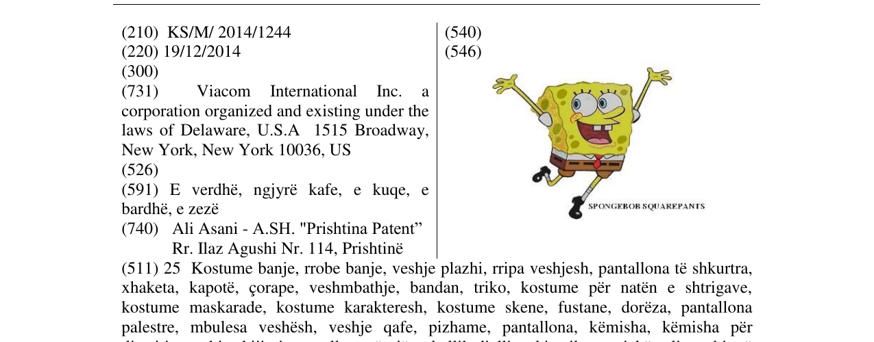 Zëri i markës SPONGEBOB SQUAREPANTS në buletin