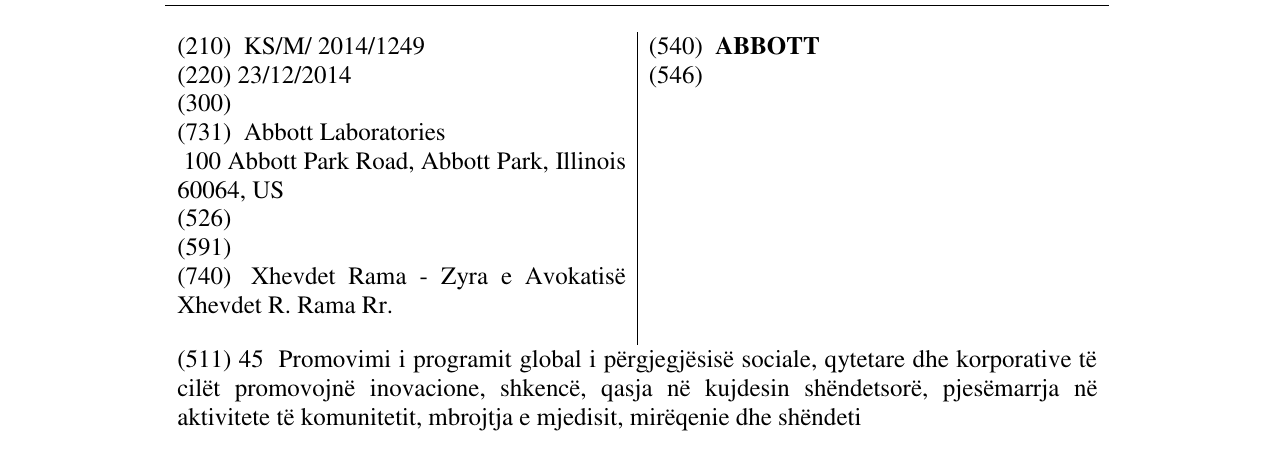 Zëri i markës ABBOTT në buletin