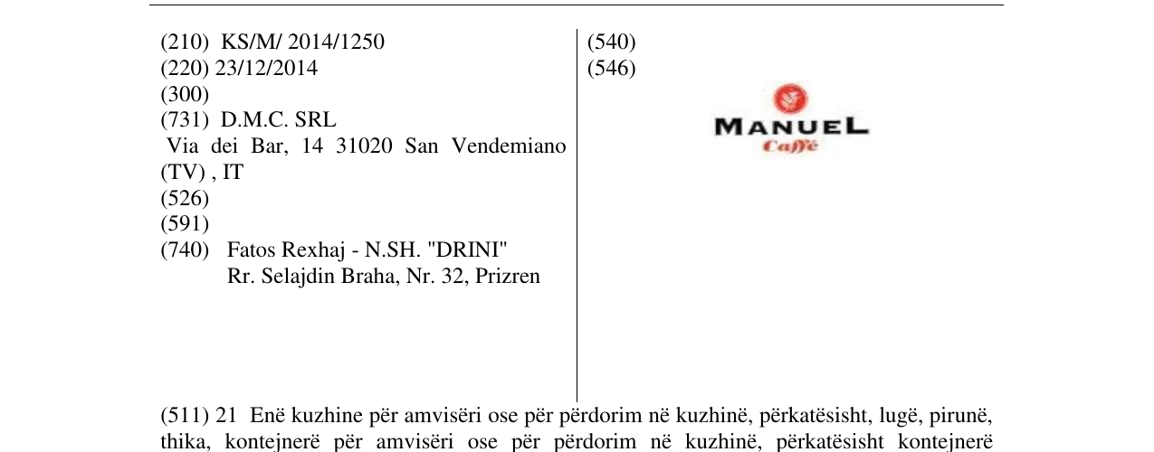 Zëri i markës MANUEL Caffe në buletin