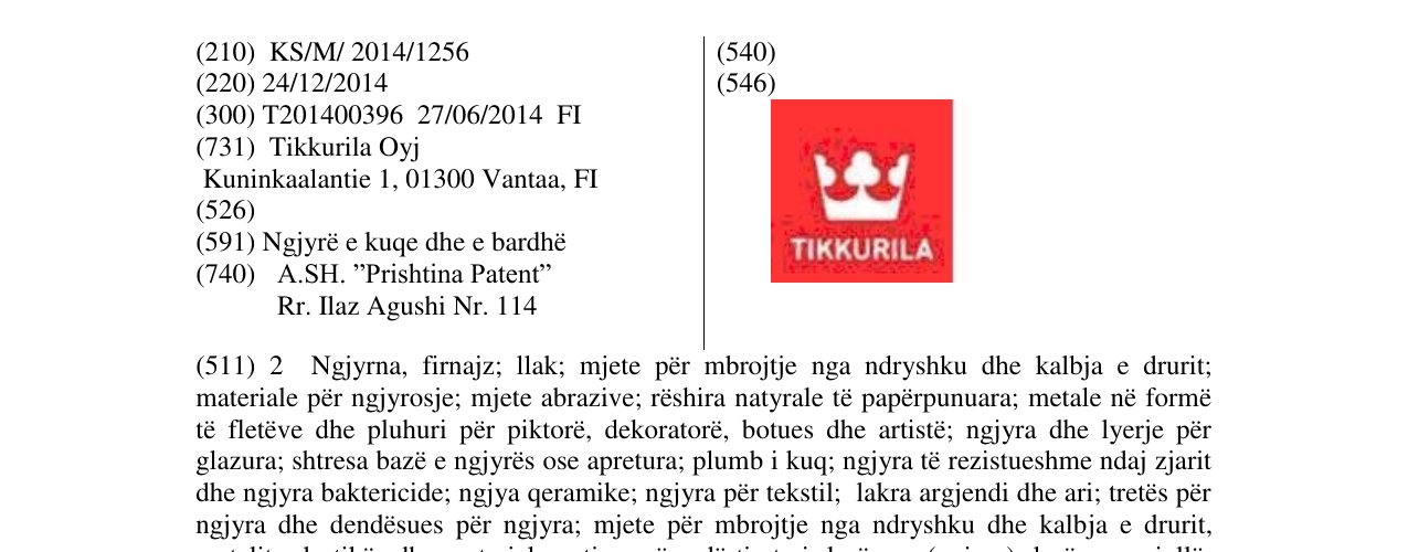 Zëri i markës TIKKURILA në buletin