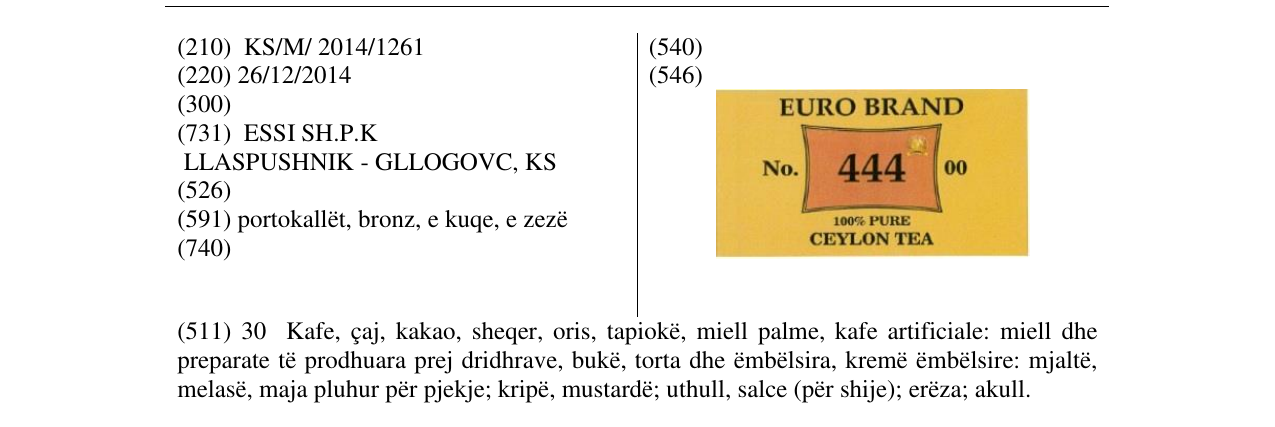 Zëri i markës EURO BRAND 444 në buletin