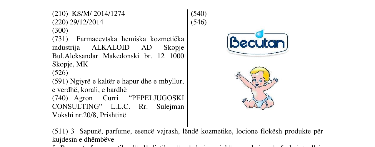 Zëri i markës Becutan në buletin