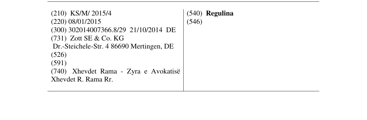Zëri i markës Regulina në buletin