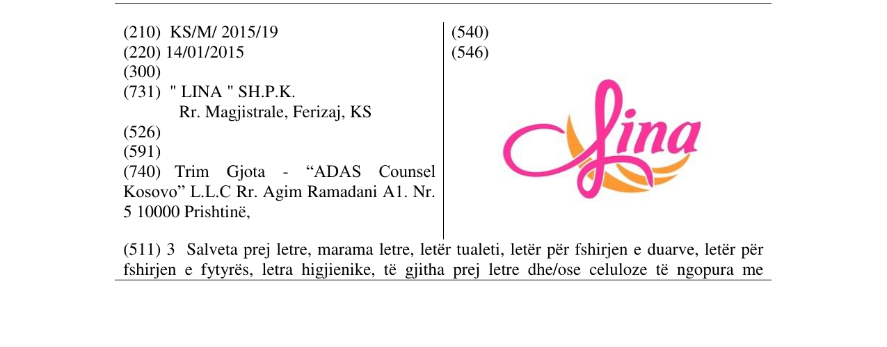 Zëri i markës lina në buletin