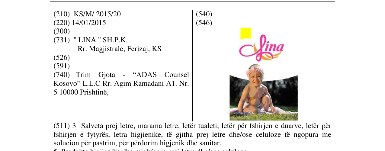Zëri i markës lina në buletin