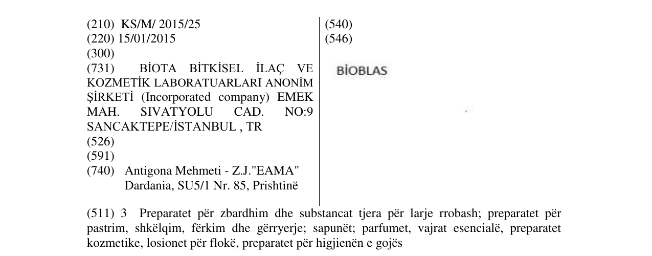 Zëri i markës BİOBLAS në buletin
