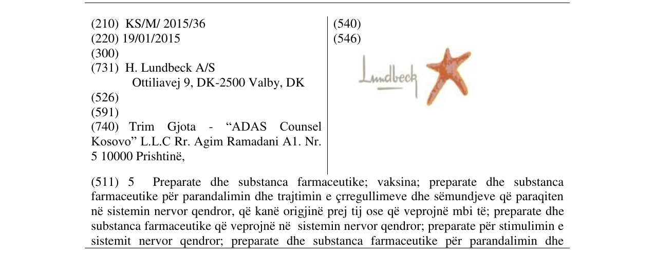 Zëri i markës Lundbeck në buletin