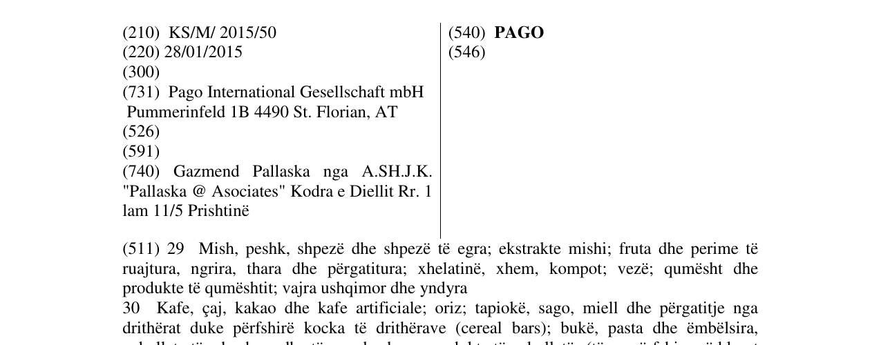 Zëri i markës PAGO në buletin