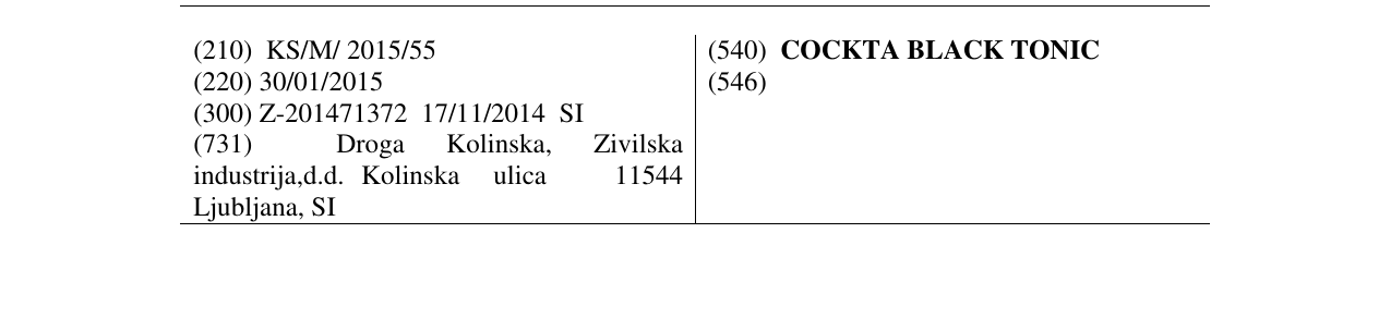Zëri i markës COCKTA BLACK TONIC në buletin