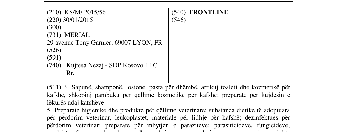 Zëri i markës FRONTLINE në buletin