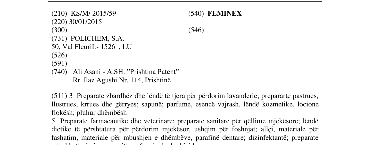 Zëri i markës FEMINEX në buletin