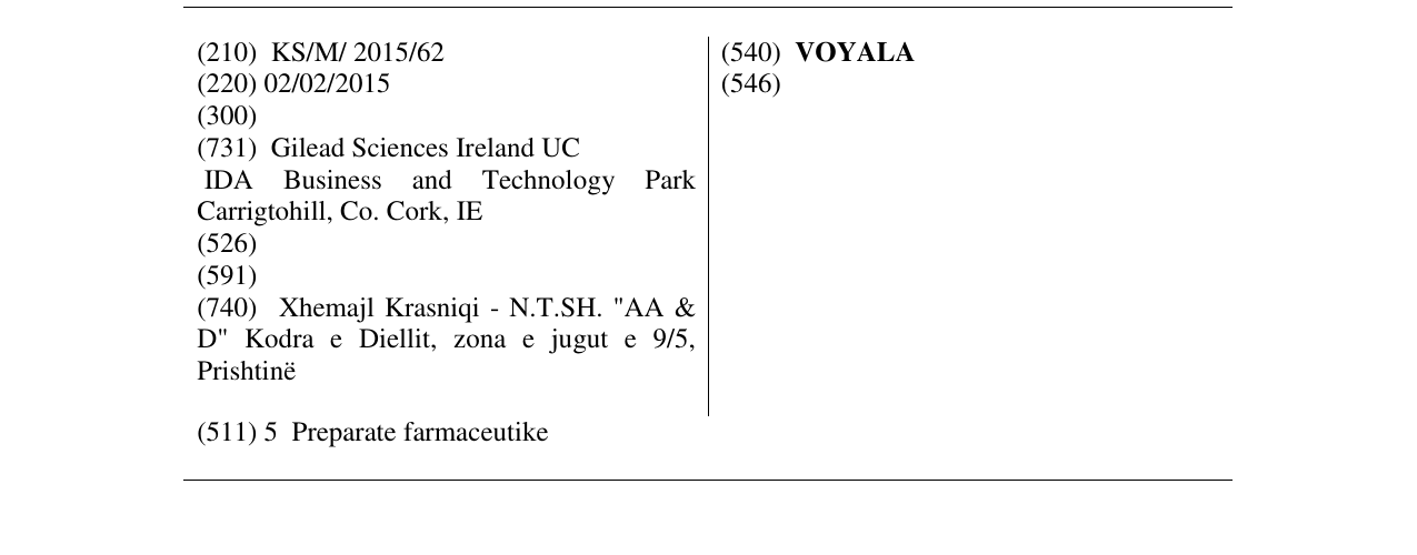 Zëri i markës VOYALA në buletin