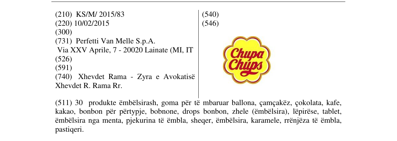 Zëri i markës chupa chups në buletin